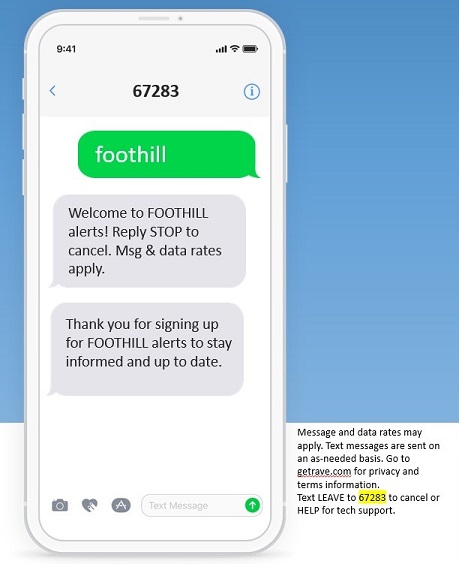 Foothill opt-in text